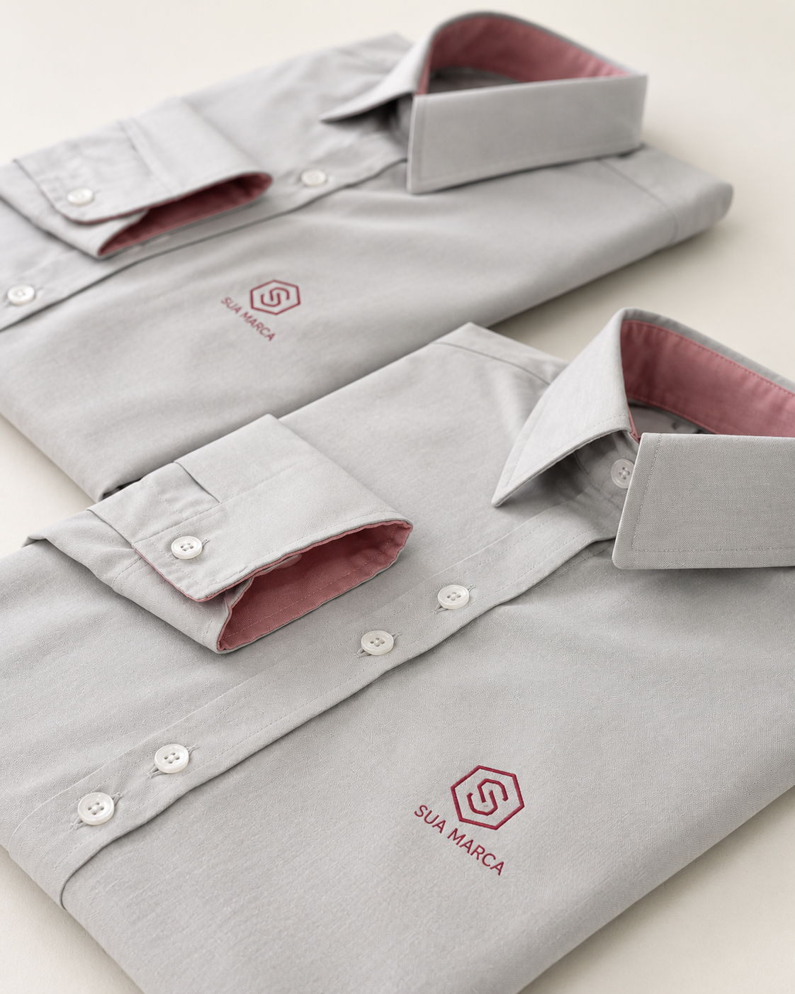 Camisa social cinza clara personalizada